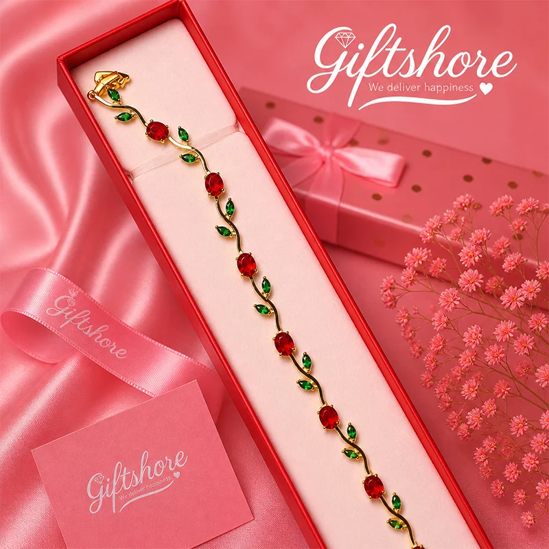 Tulip Bracelet Multi color (green+red) with gift box